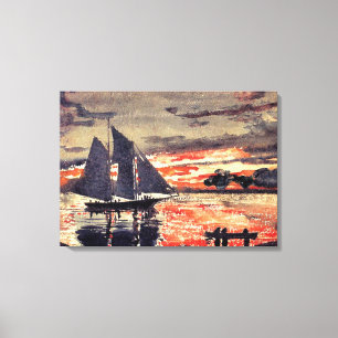 Homer - Sunset Fires, fijn kunstschilderij in wate Canvas Afdruk