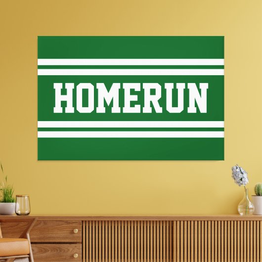 HOMERUN Heldergroen Witte Zomer Baseball Strepen Canvas Afdruk (Insitu (Woonkamer))