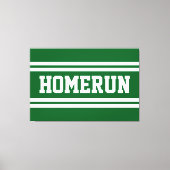 HOMERUN Heldergroen Witte Zomer Baseball Strepen Canvas Afdruk (Voorkant)