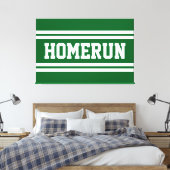 HOMERUN Heldergroen Witte Zomer Baseball Strepen Canvas Afdruk (Insitu (Slaapkamer))