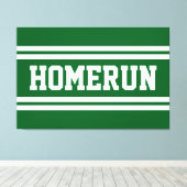 HOMERUN Heldergroen Witte Zomer Baseball Strepen Canvas Afdruk (Insitu (Houten vloer))