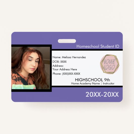 Homeschoing School ID Paars Badge (Voorkant)