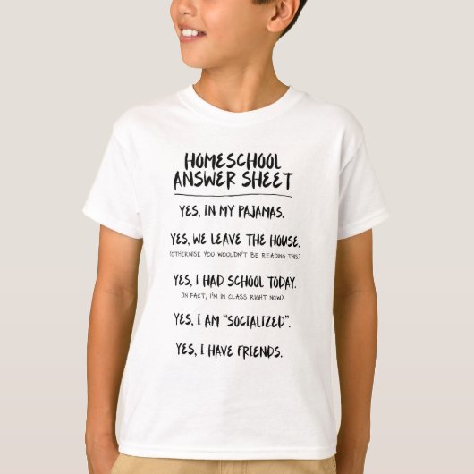 Homeschool Antwoordblad 2 T-shirt (Voorkant)