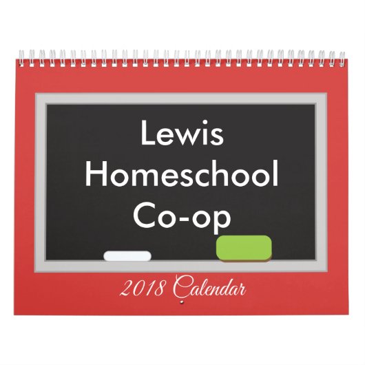 Homeschool Co op schoolbord op rode achtergrond Kalender (Hoes)