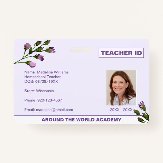Homeschool Docent Bloemen ID Badge (Voorkant)