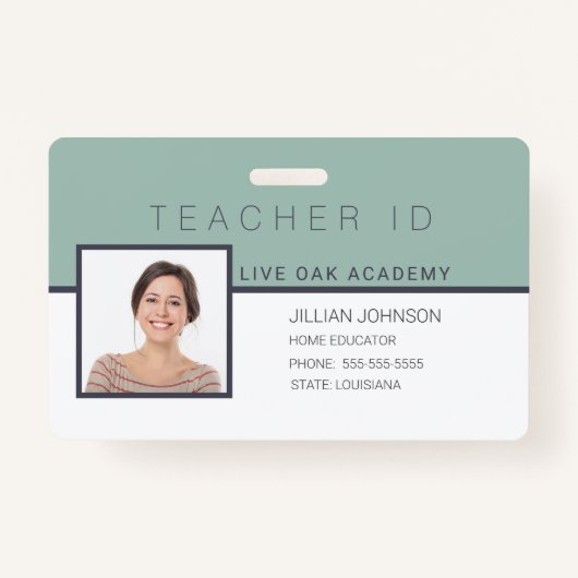 Homeschool Docent ID Badge Elegant Bloemen (Voorkant)