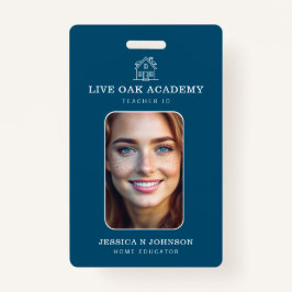 Homeschool Docent ID Badge | Minimalistisch blauw