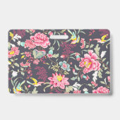 Homeschool Enseignant ID Badge Élégant Floral (Arrière)