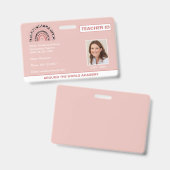 Homeschool Enseignant ID Boho Rainbow Badge (Recto et verso)