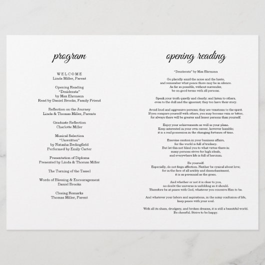 Homeschool Graduation Program Folded Pamphlet Flyer (Achterkant)