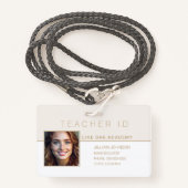 Homeschool leraar ID Badge Modern Goud (Voorkant met draagriem)