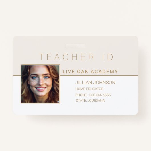 Homeschool leraar ID Badge Modern Goud (Voorkant)