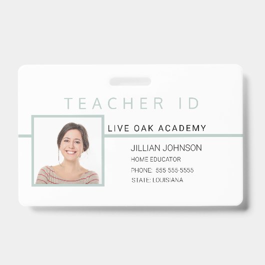 Homeschool Leraren ID Badge Blauw Minimalistisch (Voorzijde)