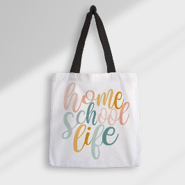 HomeSchool Life Pastel Regenboog Kleuren Handteken Draagtas