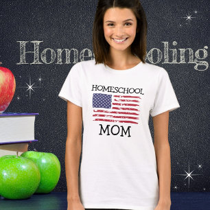 Homeschool mama Amerikaanse vlag-Moederdag T-shirt