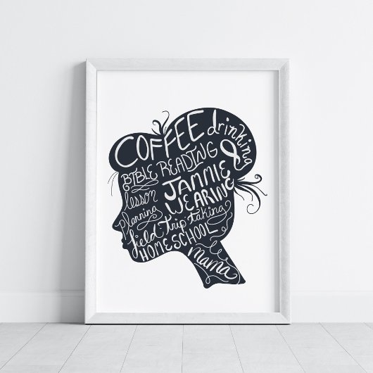 Homeschool Mama Quote Portret Kunst Poster