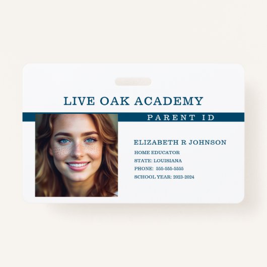 Homeschool Ouder ID Badge | Klassiek blauw (Voorkant)