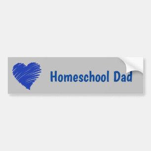 Homeschool Papa blauw hart Bumpersticker