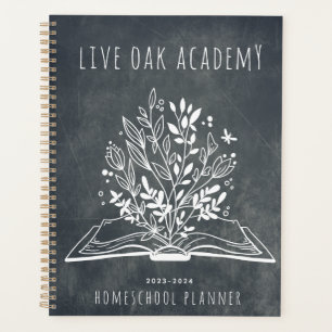 Homeschool Planner Minimaliste Floral Open Book