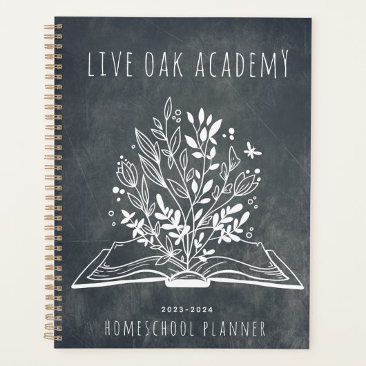 Homeschool Planner Minimaliste Floral Open Book (Devant)
