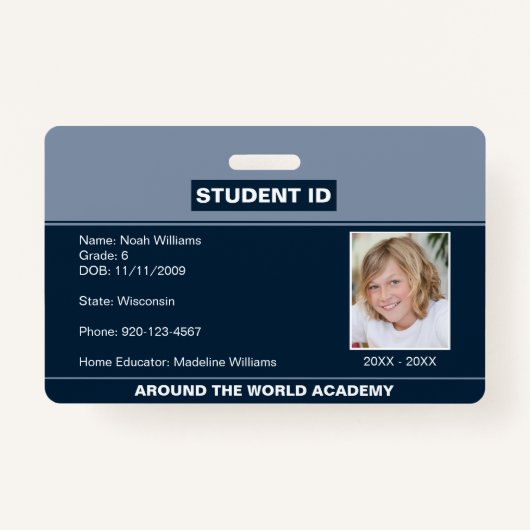 Homeschool Student ID Badge Blue (Voorkant)