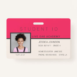 Homeschool Student ID Badge | Doodles roze