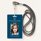 Homeschool Student ID Badge | Minimalistisch blauw (Voorkant met draagriem)