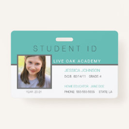 Homeschool Student ID Badge | Modern Blauwgroen