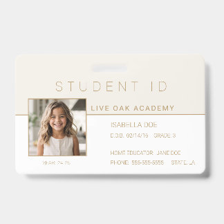 Homeschool Student ID Badge | Modern goud