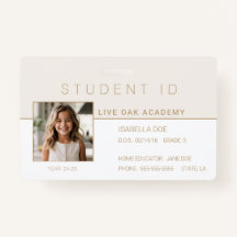 Homeschool Student ID Badge | Modern goud