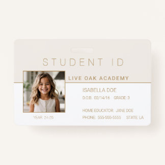 Homeschool Student ID Badge | Modern goud