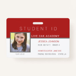 Homeschool Student ID Badge - Modern rood