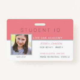 Homeschool Student ID Badge | Modern roze