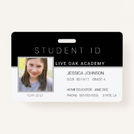 Homeschool Student ID Badge | Modern zwart