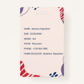 Homeschool Student ID Badge | Rood & Blauw Biologi (Achterkant)