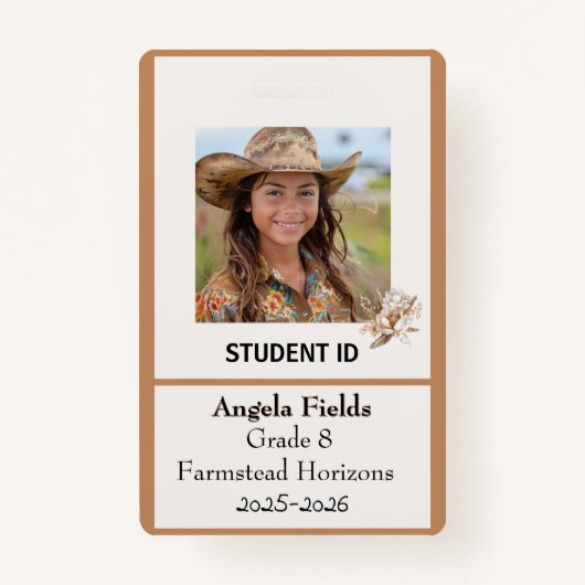 Homeschool Student ID Badge Rustic Boho (Voorkant)