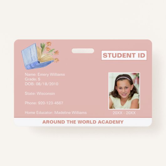 Homeschool Student ID Book Design Badge (Voorkant)