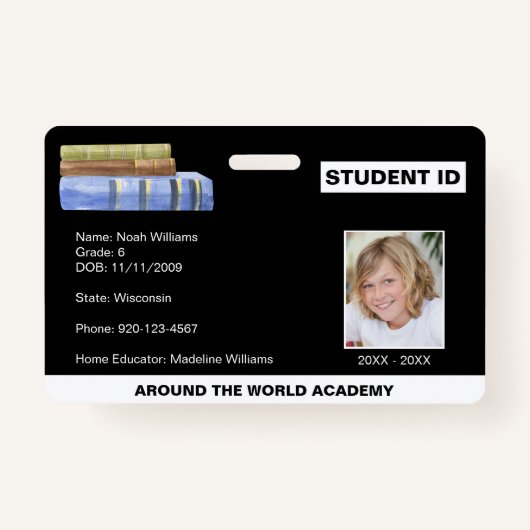 Homeschool Student ID Book Stack Badge (Voorkant)