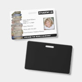 Homeschool Student ID Book Stack Badge (Voor- en achterkant)