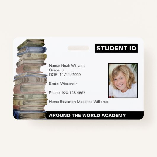Homeschool Student ID Book Stack Badge (Voorkant)