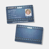 Homeschool Student ID Denim Broek  Badge (Voor- en achterkant)