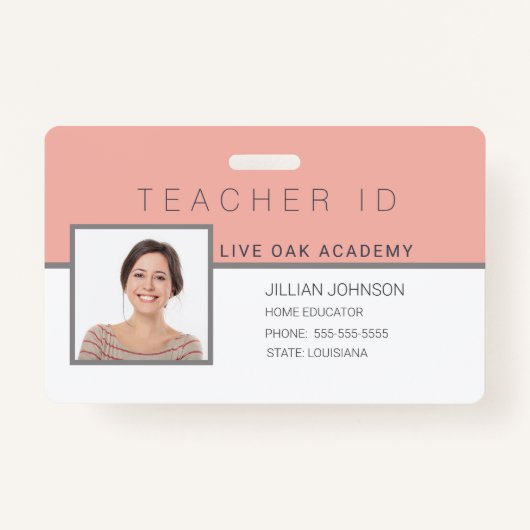 Homeschool Teacher ID Badge Feminine Floral (Devant)