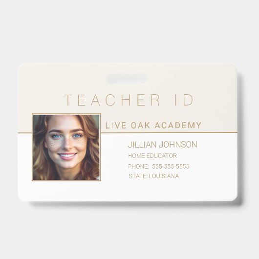 Homeschool Teacher ID Badge Modern Gold (Avant)