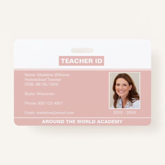 Homeschool Teacher ID Badge Roos Gold (Voorkant)