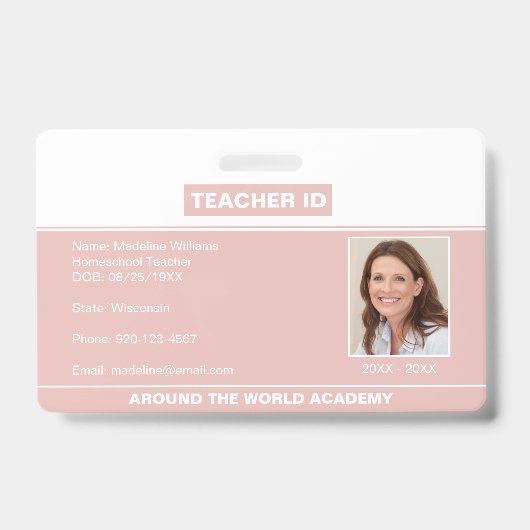Homeschool Teacher ID Badge Rose Gold (Avant)