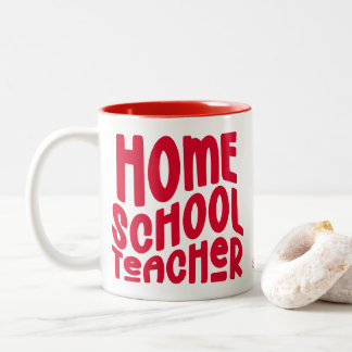 Homeschool Teacher | Red Typography Design Tweekleurige Koffiemok