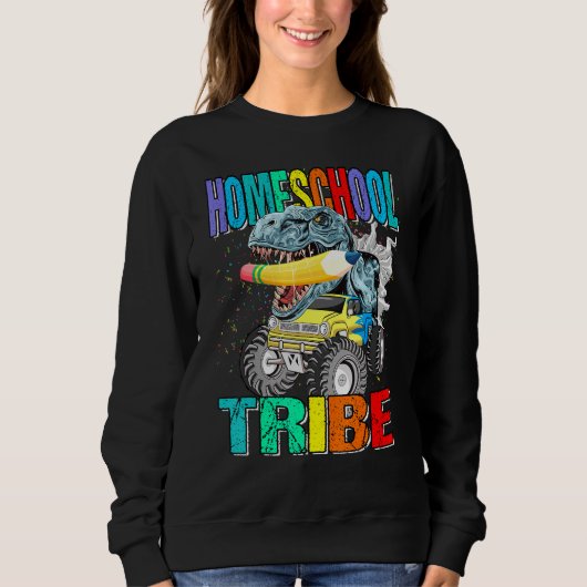 Homeschool Tribe Monster Truck Dinosaur Trui (Voorkant)