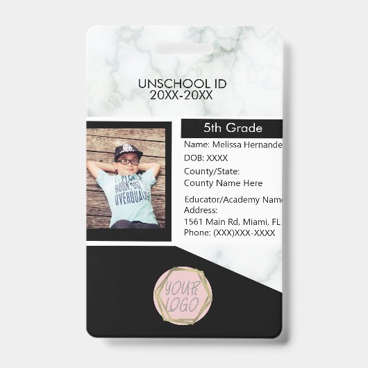Homeselectie Unschoolling Student Marble Black Badge (Front)