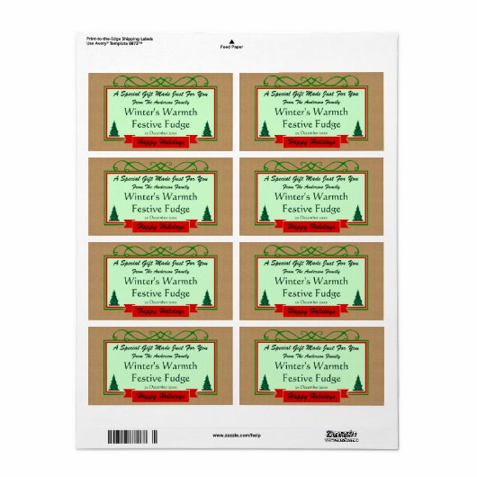 Homespun Burlap met Holiday Trees met geschetste c Etiket (Full Sheet)