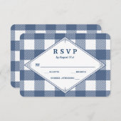 Homespun Gingham Wedding RSVP Kaart (Voorkant / Achterkant)